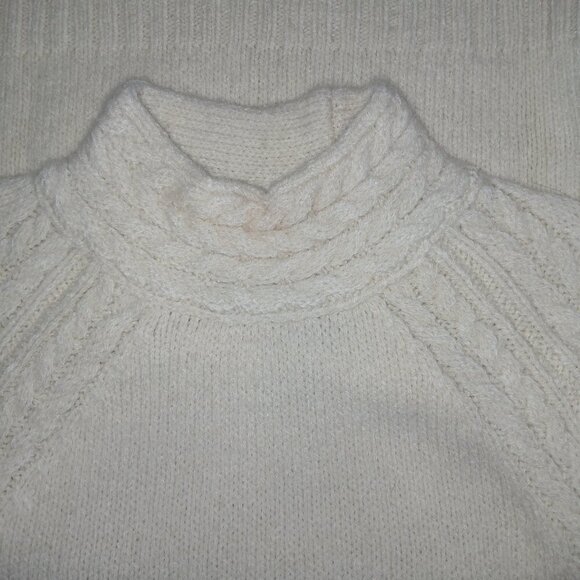 LOVE RICHE CREAM SWEATER MOCK TURTLENECK CABLE KNIT TRIM DESIGN WOMENS LARGE - Picture 4 of 7